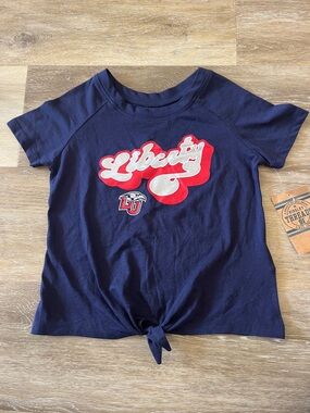 NWT Rivalry Threads Liberty Flames Girls Tie Front Shirt Blue Size S (6/6X)